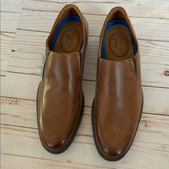 NWT CLARKS WHIDDON STEP Slip-On Loafers Ortholite Sz 11 Dark Tan Leather Men’s - Picture 7 of 12